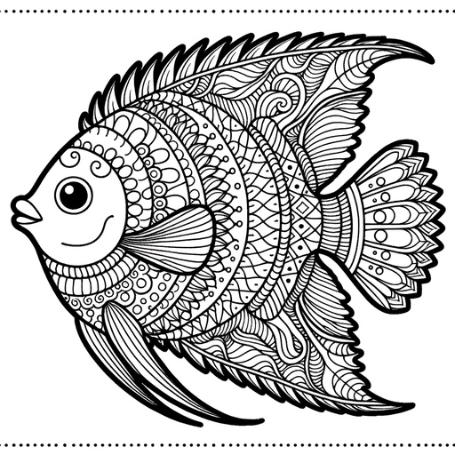 Zentangle Angel Fish Coloring Page- 4 Free Printable Pages