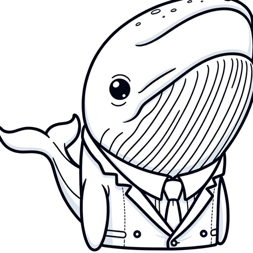 Humpback Whale in Suits Coloring Page