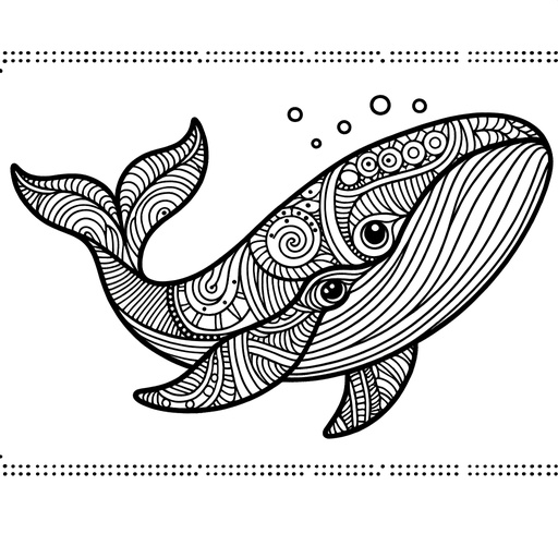 Zentangle Humpback Whale Coloring Page