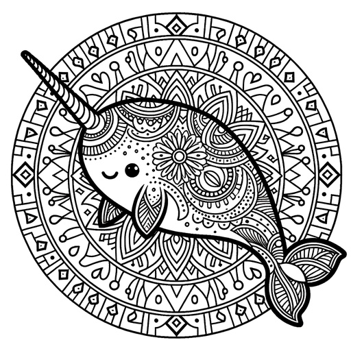 Mandala Narwhal Coloring Page