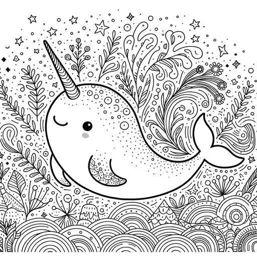 Mindful Narwhal Coloring Page