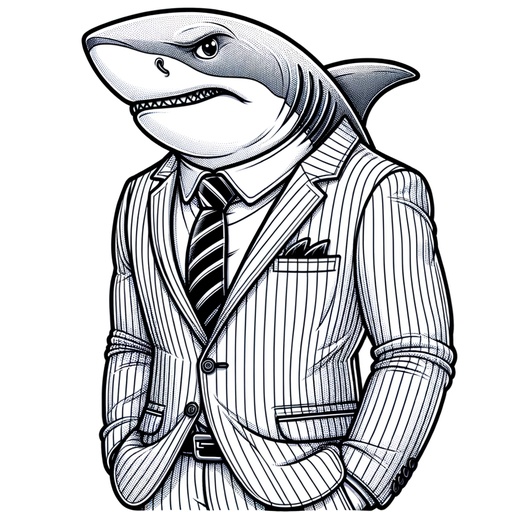 Great White Shark in Suits Coloring Page