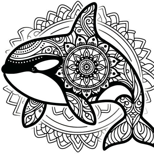 Mandala Killer Whale Coloring Page