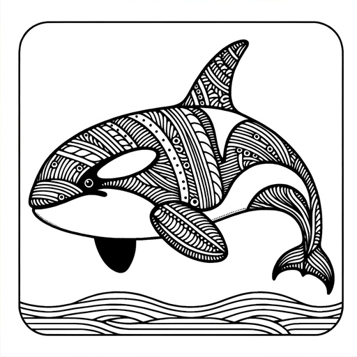 Zentangle Killer Whale Coloring Page