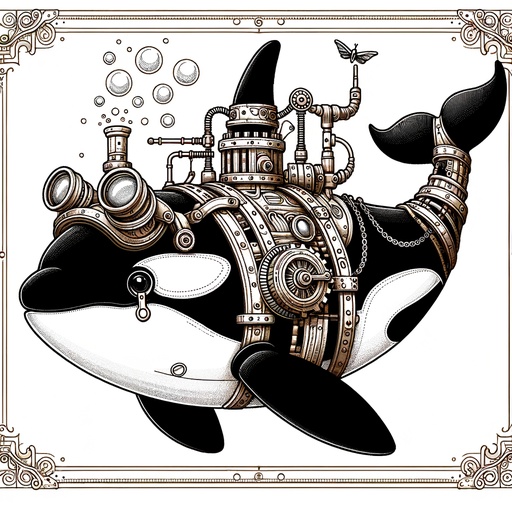 Steampunk Killer Whale Coloring Page