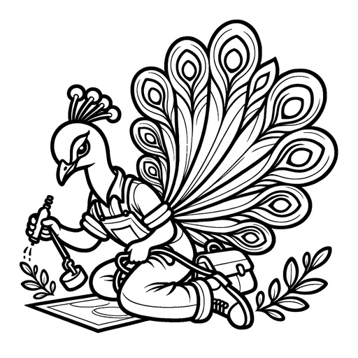 Professional Peacock Coloring Page