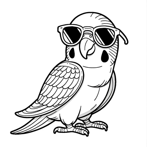 Parakeet in Sunglasses Coloring Page- 4 Free Printable Pages