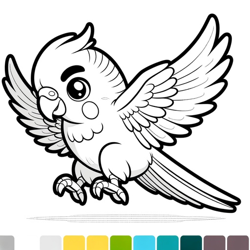 Action Parakeet Coloring Page