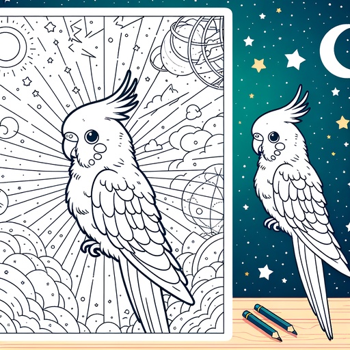 Space Parakeet Coloring Page