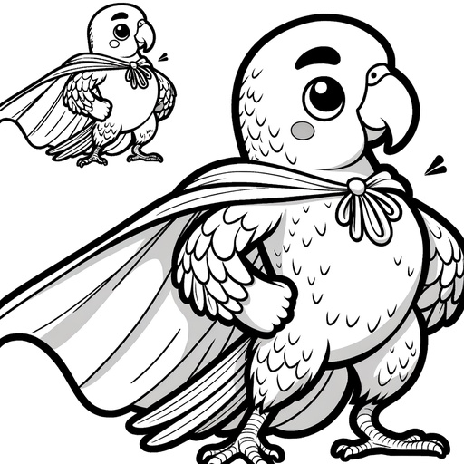 Superhero Parakeet Coloring Page