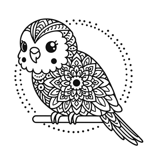 Mandala Parakeet Coloring Page