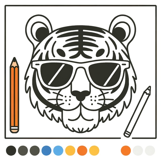 Tiger in Sunglasses Coloring Page