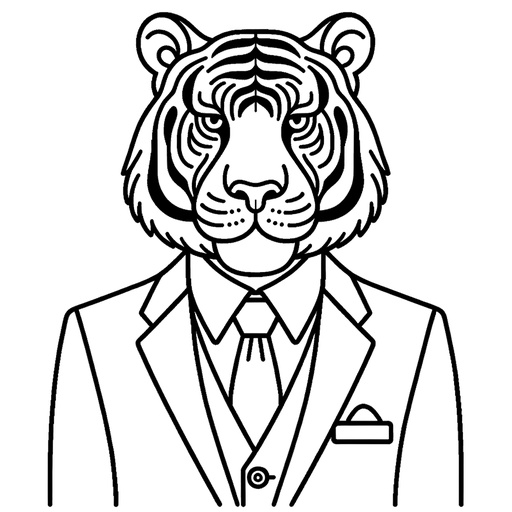 Tiger in a Suit Coloring Page