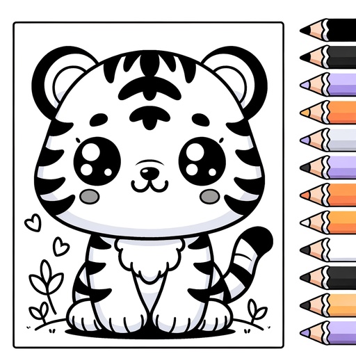 Cute Tiger Coloring Page