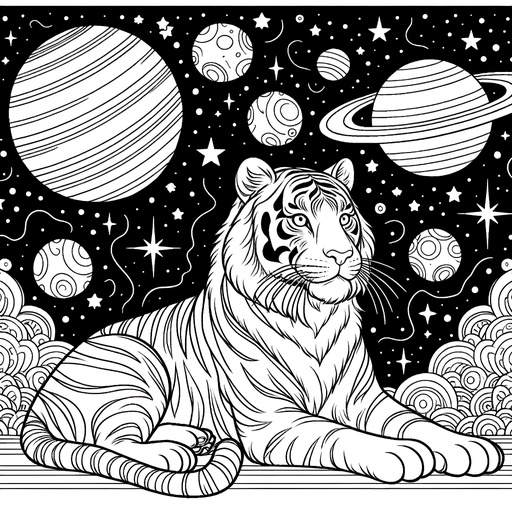 Space Tiger Coloring Page