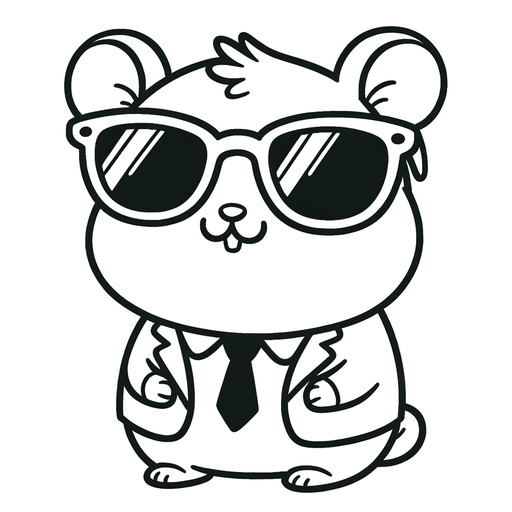 Hamster in Sunglasses Coloring Page