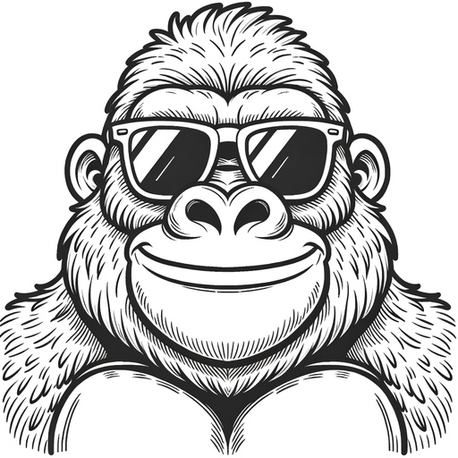 Gorilla in Sunglasses Coloring Page