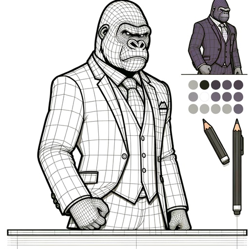 Gorilla in a Suit Coloring Page