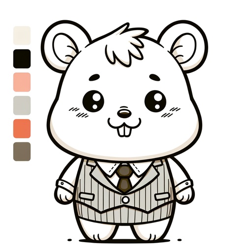 Hamster in a Suit Coloring Page
