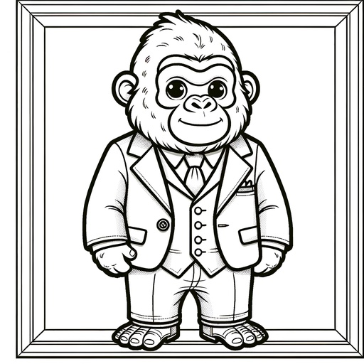 Gorilla in a Suit Coloring Page