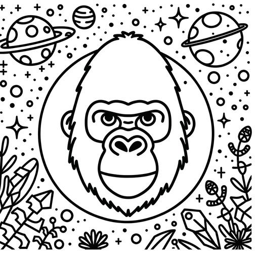 Space Gorilla Coloring Page