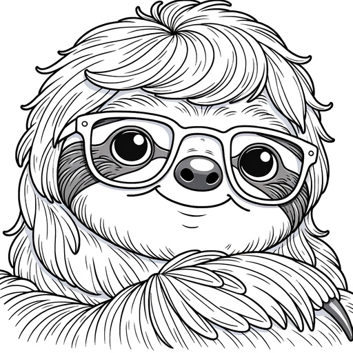 Sloth in Sunglasses Coloring Page