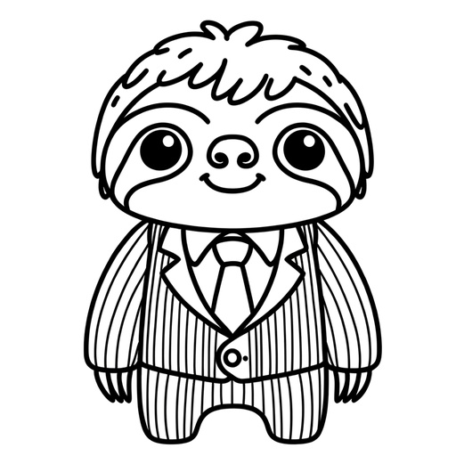 Sloth in a Suit Coloring Page