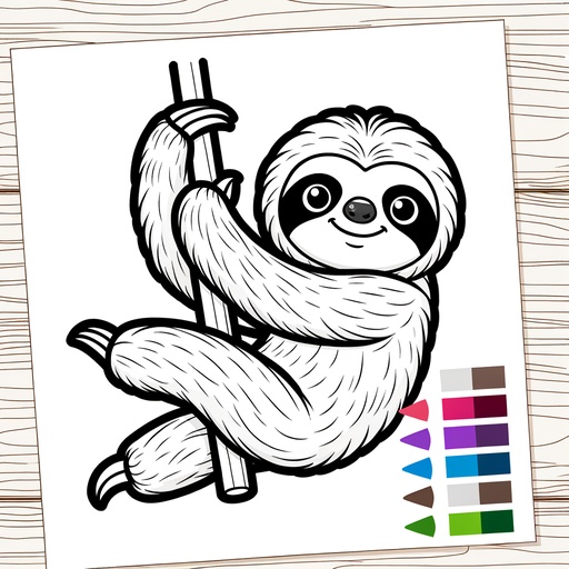 Action Sloth Coloring Page