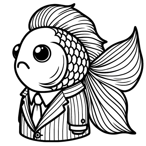 Goldfish in a Suit Coloring Page