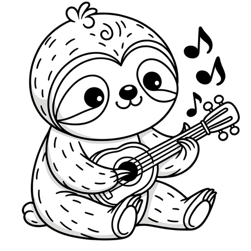 Musical Sloth Coloring Page