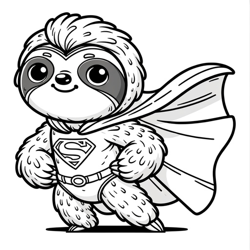 Superhero Sloth Coloring Page