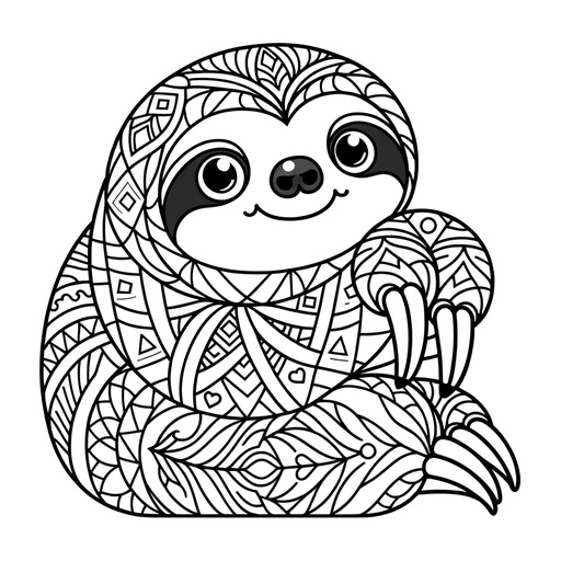 Geometric Sloth Coloring Page