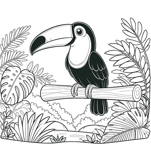 Toucan in Nature Coloring Page