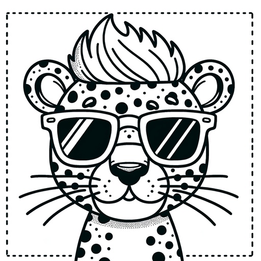 Leopard in Sunglasses Coloring Page