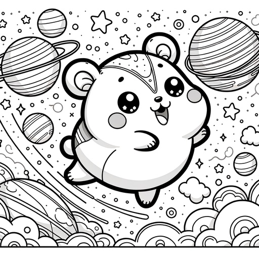 Space Hamster Coloring Page