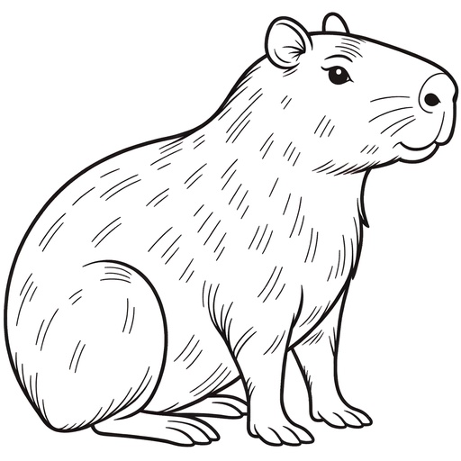 Simple Capybara Coloring Page