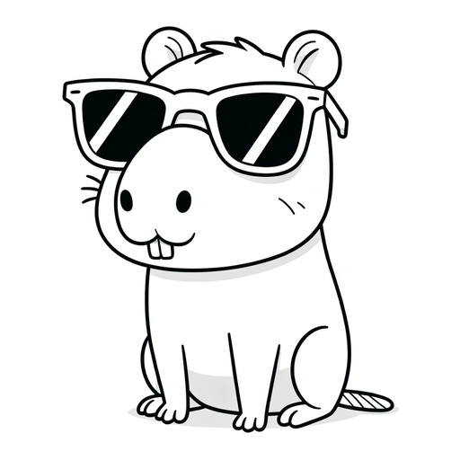 Capybara in Sunglasses Coloring Page