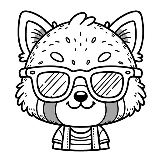 Red Panda in Sunglasses Coloring Page