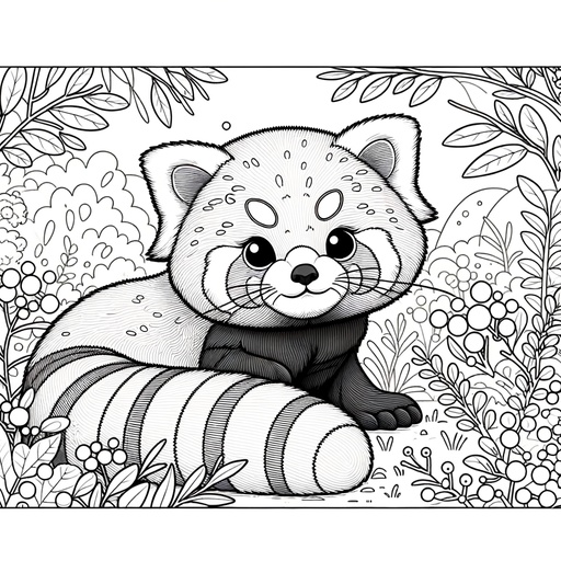 Red Panda in Nature Coloring Page