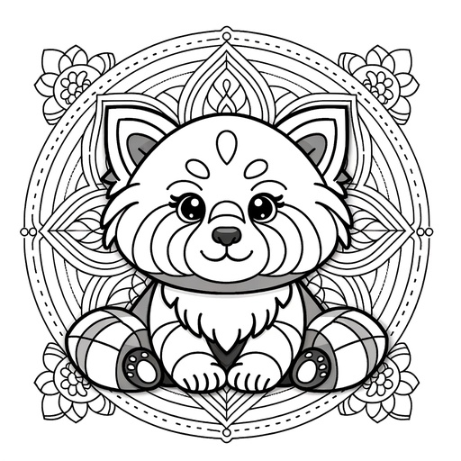 Mandala Red Panda Coloring Page