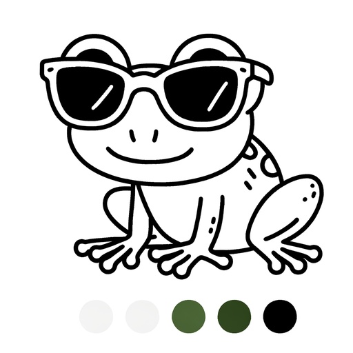 Tree Frog in Sunglasses Coloring Page