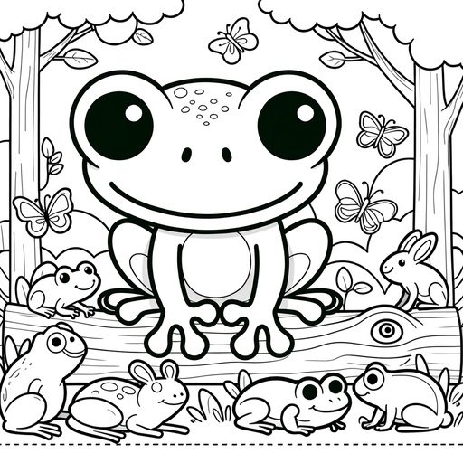 Tree Frog with Rainforest Friends Coloring Page