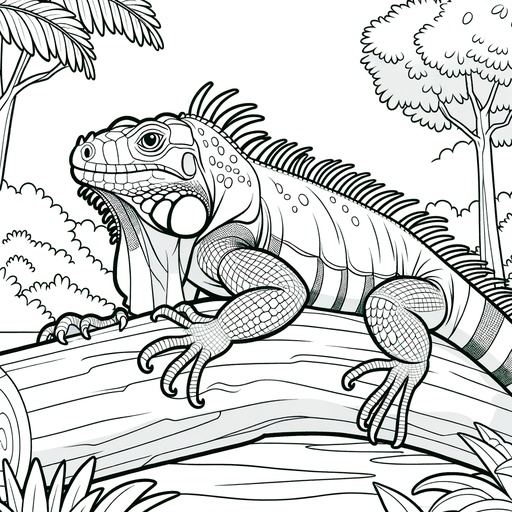 Iguana in Nature Coloring Page