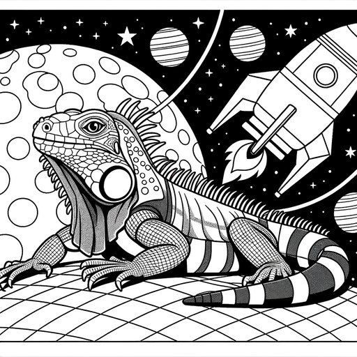 Space Iguana Coloring Page