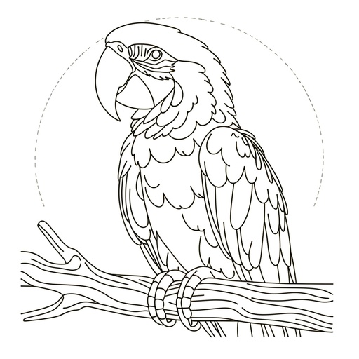 Macaw in Nature Coloring Page