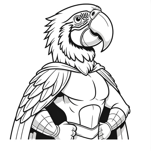 Superhero Macaw Coloring Page