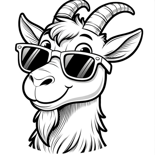 Goat in Sunglasses Coloring Page