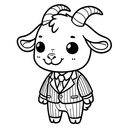 Goat in a Suit Coloring Page