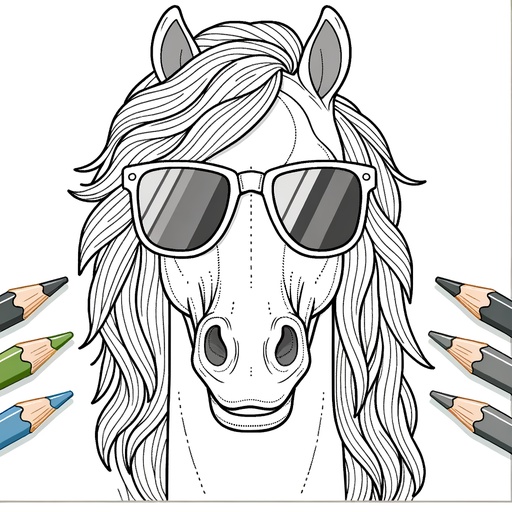 Horse in Sunglasses Coloring Page