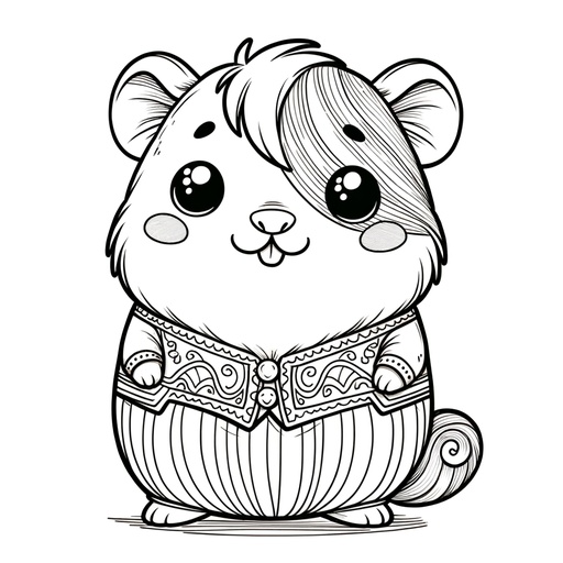 Guinea Pig in a Suit Coloring Page